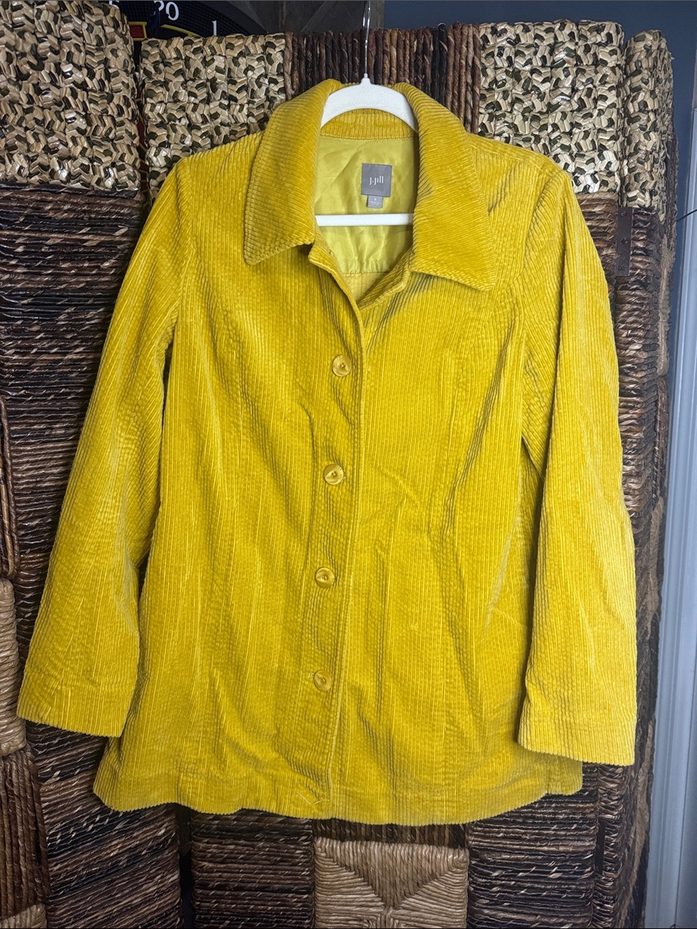 J. Jill Mustard Yellow Corduroy Button-Front Jacket